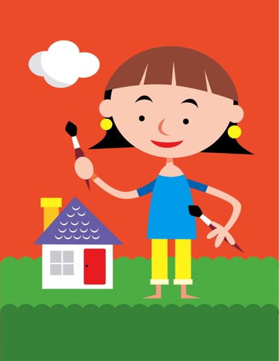 Woman Painting House